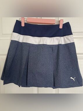 Puma Navy and White Pleated Athletic Skort